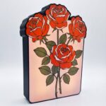 vörös rózsacsokor örökvirág dekor lámpa led világítással romantikus nőnapi ajándék